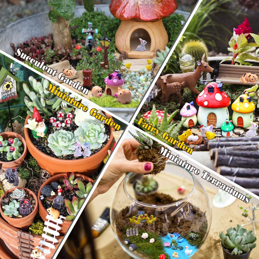 Dracarys Selected 100 Pieces Fairy Garden Accessories, Fairy Garden Kit, Mini Resin Animals, Miniature Figurines Decor, Micro Landscape Ornaments Bulk, Garden DIY Kit, Environmental Resin