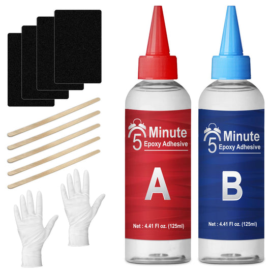 GDDP 8.8oz 5 Minute Epoxy Glue Kit, Tough Durable Clear Epoxi Adhesives Fast Repair, 2 Part Epoxy Glue Quick Cure Clear for Metal, Wood, Plastic, Glass, Cerami