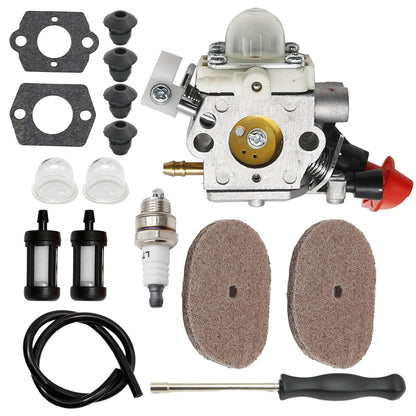 JUUDDENPARTS FS56RC Carburetor Replacement for Stihl FS 56 RC FS56 KM56RC FS70R FS70 FS70 FS40 FC70 HT56C FC56 KM56 FS50 HT56 Trimmer Weedeater Parts C1M-S267A, 41441200608, 4144 124 2800