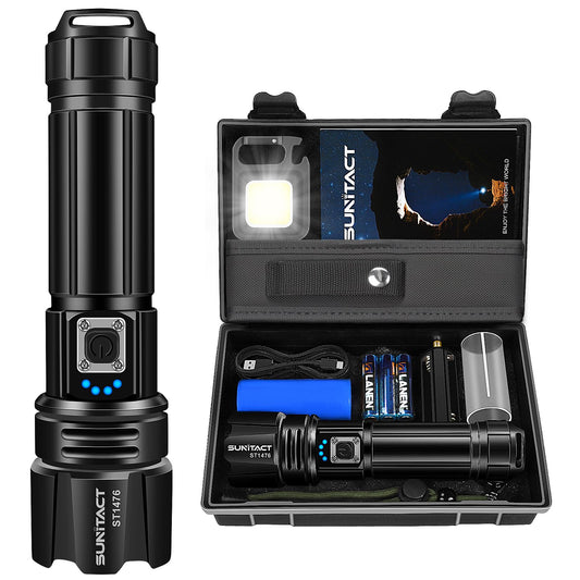 Flashlight Rechargeable, Sunitact Led Flashlights 990000 Lumens Flash Light, Brightest Flashlight Powerful XHP70.2, Tactical Flashlight Military High Power Flashlight Super Bright, for Camping Hiking