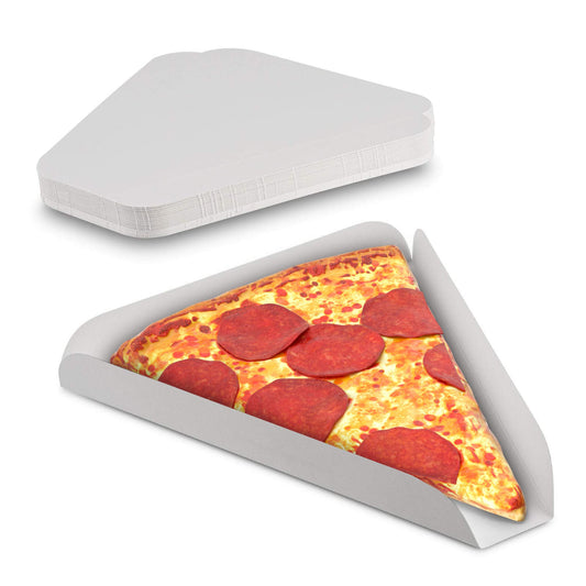 MT Products White Single Pizza Wedge Plate Paperboard Pizza Slice Tray (50 Pieces) - Made in The USA