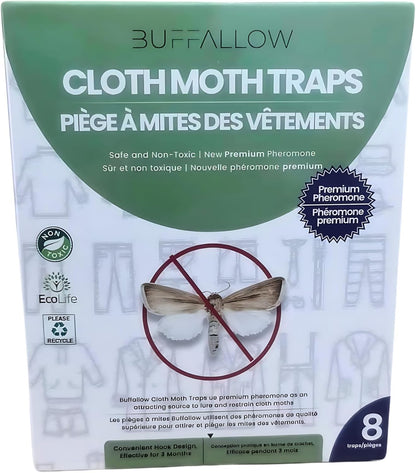 8 Pack Clothes Moth Traps | Child and Pet Safe | Protect Clothes, Sweaters, Wool, Carpet | Adhesive Traps for Fabric Moths