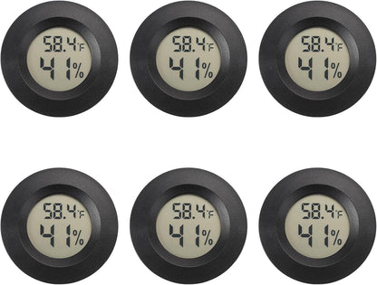 Mini Hygrometer Thermometer Digital Humidity Meter Indoor/Outdoor Humidity Monitor Reptile Thermometer for Greenhouse Garden Cellar Fahrenheit(℉)/ Celsius(℃) 6 Pack