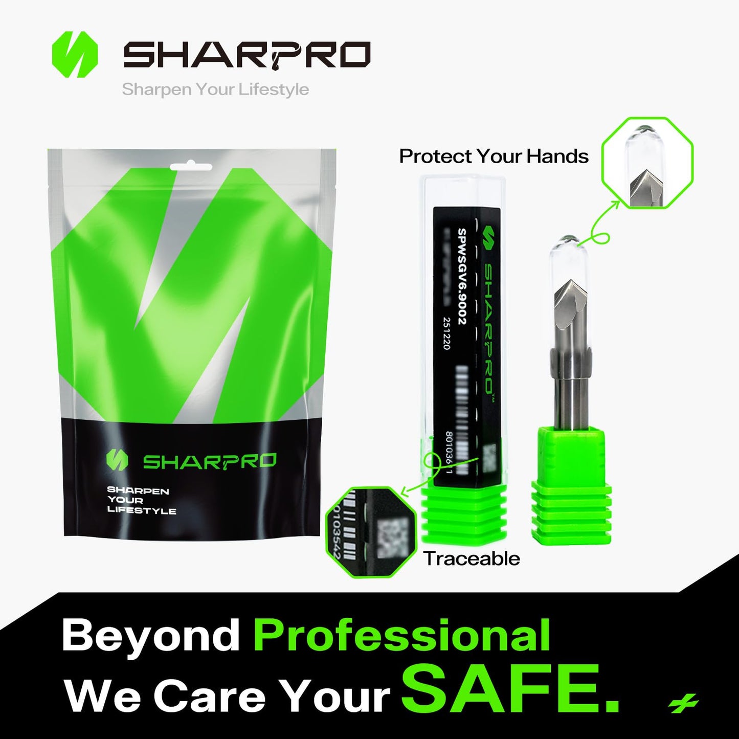 SHARPRO 90 Degree V-bit 1/4 Inch Shank Carbide Chamfer End Mill 2 Flute CNC V-Groove Router Bit for Engraving and Chamfering Lettering, Ideal for Wood, Plywood, MDF, PVC and Acrylic