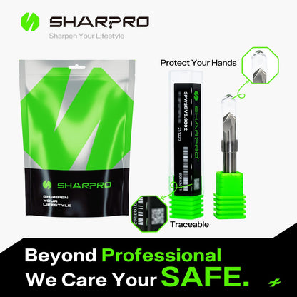 SHARPRO 90 Degree V-bit 1/4 Inch Shank Carbide Chamfer End Mill 2 Flute CNC V-Groove Router Bit for Engraving and Chamfering Lettering, Ideal for Wood, Plywood, MDF, PVC and Acrylic