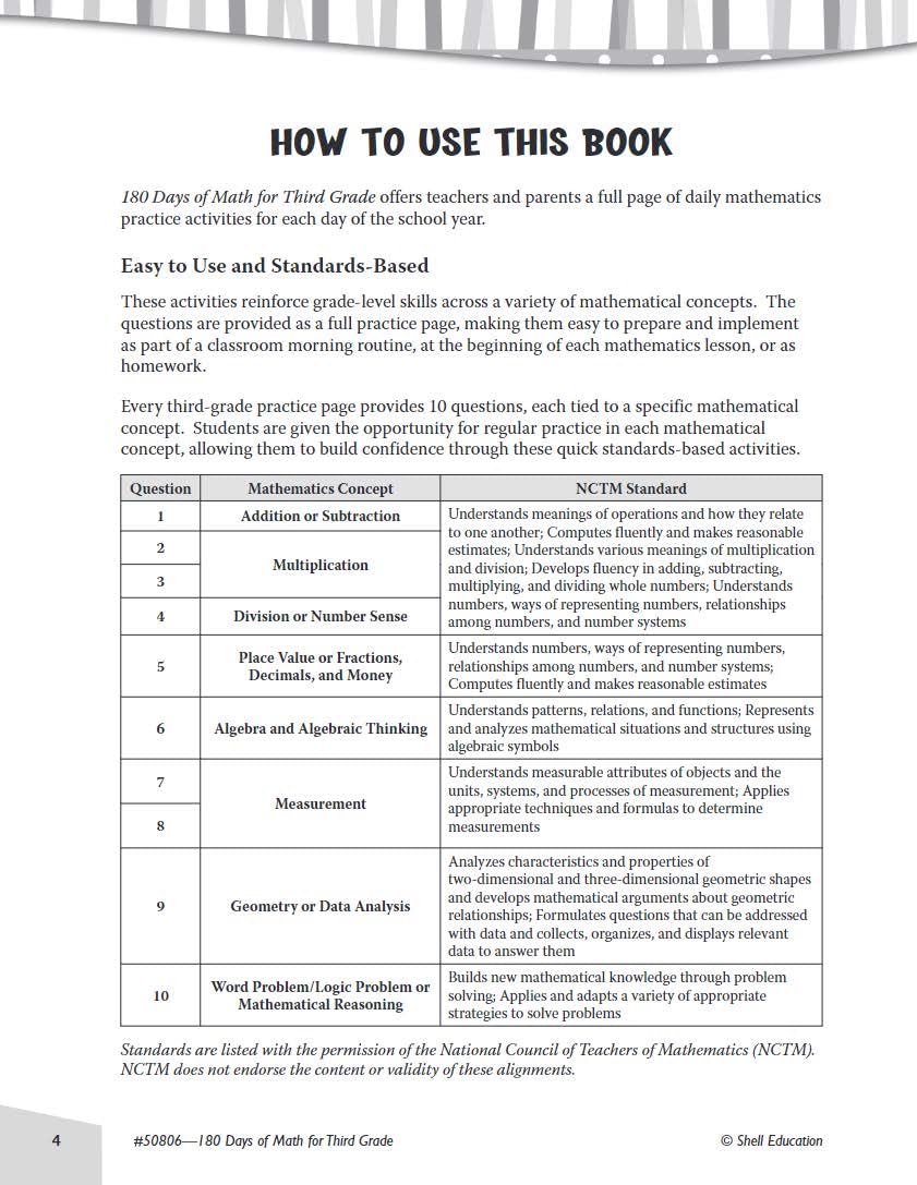 180 Days™: Math for Third Grade: Practice, Assess, Diagnose