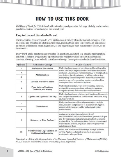 180 Days™: Math for Third Grade: Practice, Assess, Diagnose