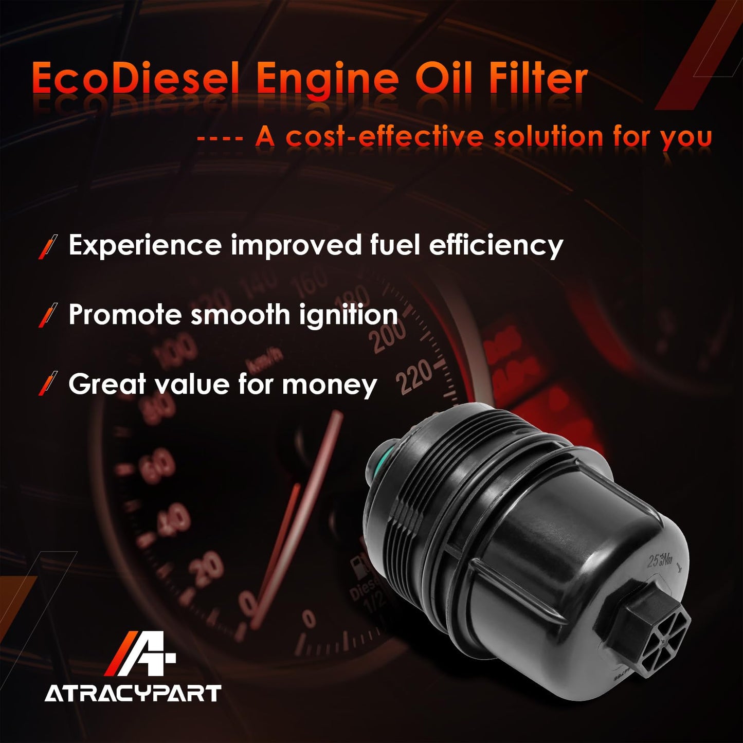 Engine Oil Filter, Compatible With 2020-2023 Jeep Wrangler JL, 2021-2023 Jeep Gladiator, 2020-2023 Ram 1500 DT 3.0L V6 EcoDiesel, Replaces# 68507598AA, 68498720AA