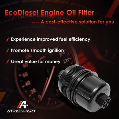 Engine Oil Filter, Compatible With 2020-2023 Jeep Wrangler JL, 2021-2023 Jeep Gladiator, 2020-2023 Ram 1500 DT 3.0L V6 EcoDiesel, Replaces# 68507598AA, 68498720AA