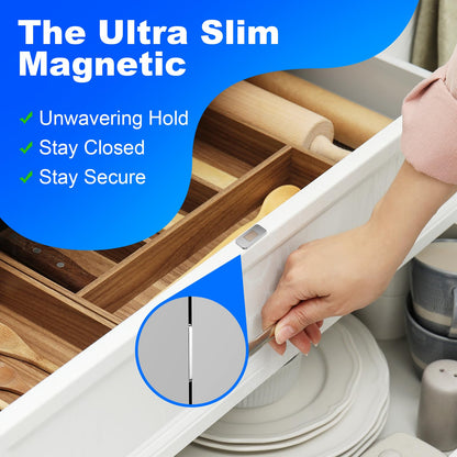 PHIXBEAR 10 Pack Magnetic Cabinet Door Catch, Ultra Thin Cabinet Door Magnets, Adhesive Drawer Magnets to Stay Closed, Stainless Steel Cabinet Latch Easy to Install with Double Sided Tape