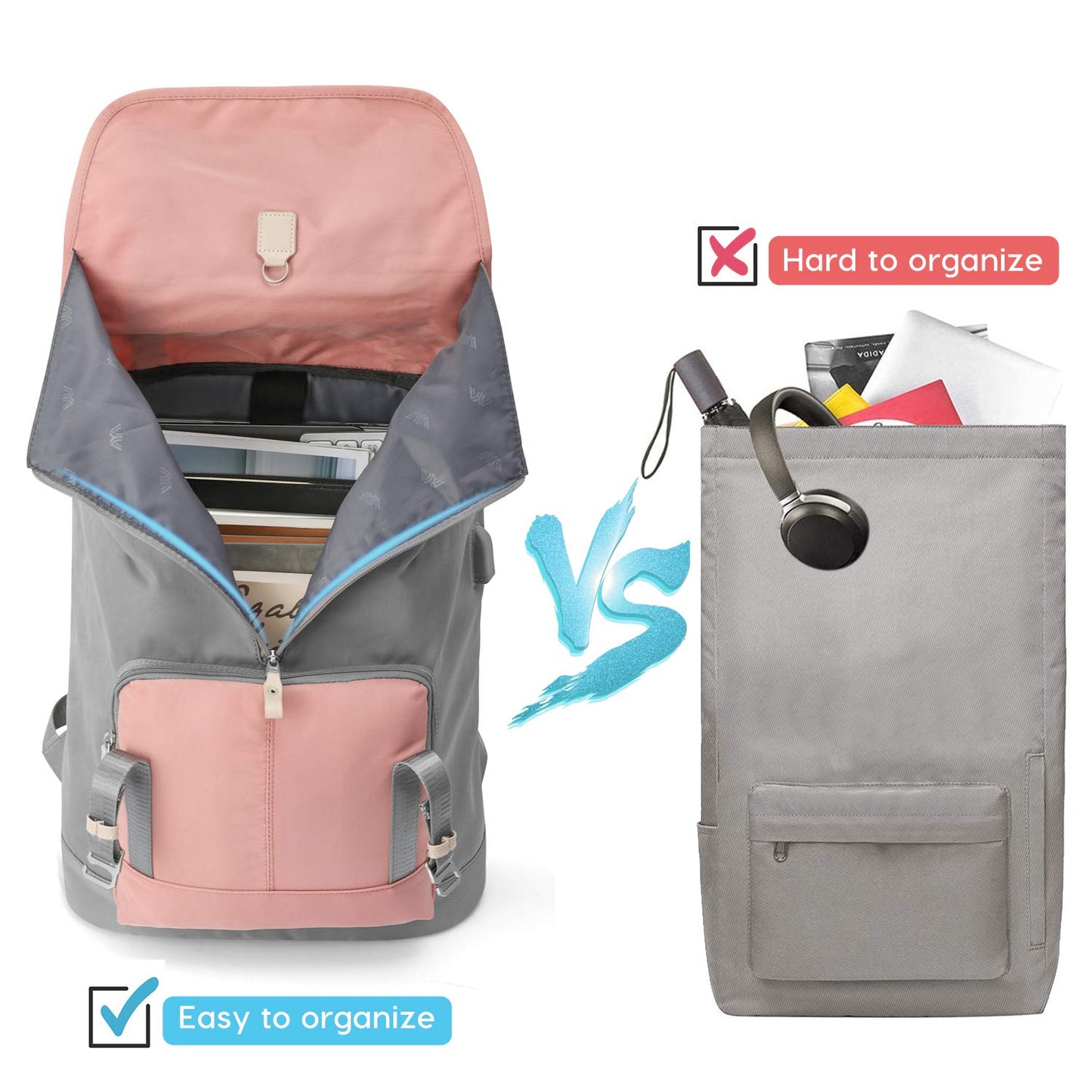 Laptop Backpack 17" Women School Backpack for Teen Girls,College Student Bags with USB Port for Work Gym and Travel,for Nurse and Teacher