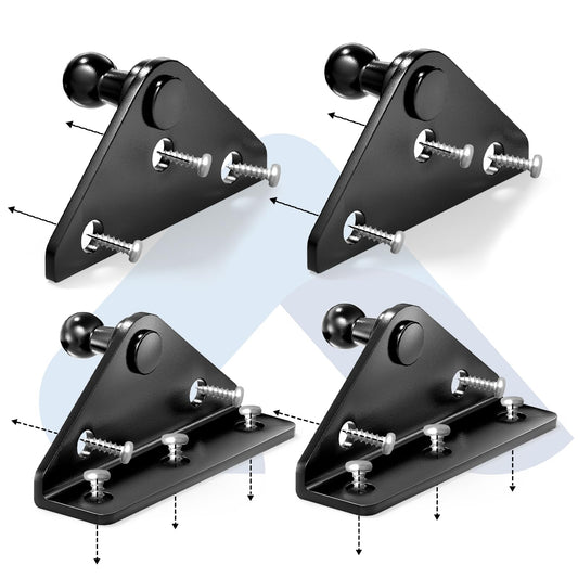 ARANA 10MM Gas Strut Mounting Brackets, Ball Stud Mount Bracket for Universal Lift Supports Shocks Spring Kits Hardware 4PCS with 16 Screws (Only Fits 10mm Ball Head)