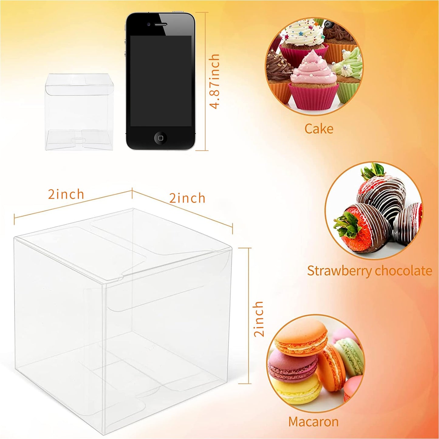 COTOPHER 60 Pcs Clear Favor Boxes, 2x2x2 Clear Gift Boxes Party Favor Boxes Mini Transparent Cube Macaron Candy Boxes for Wedding Favors Baby Shower