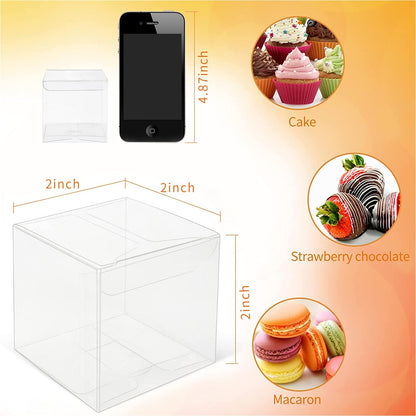 COTOPHER 60 Pcs Clear Favor Boxes, 2x2x2 Clear Gift Boxes Party Favor Boxes Mini Transparent Cube Macaron Candy Boxes for Wedding Favors Baby Shower