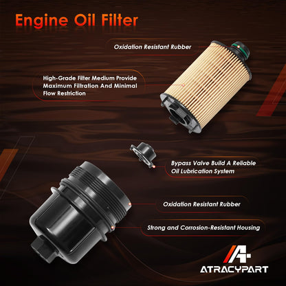Engine Oil Filter, Compatible With 2020-2023 Jeep Wrangler JL, 2021-2023 Jeep Gladiator, 2020-2023 Ram 1500 DT 3.0L V6 EcoDiesel, Replaces# 68507598AA, 68498720AA