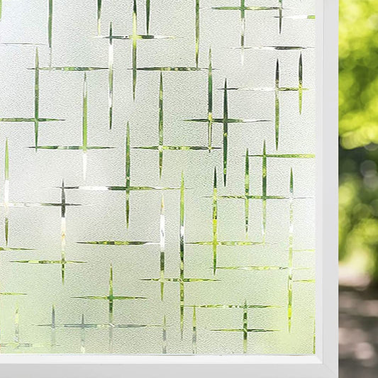 NINETREX Frosted Window Privacy Film,Window Cling Privacy Film, Decorative Glass Static Cling Non-Adhesive Vinyl Removable for Home Office Cross Pattern,60x200cm