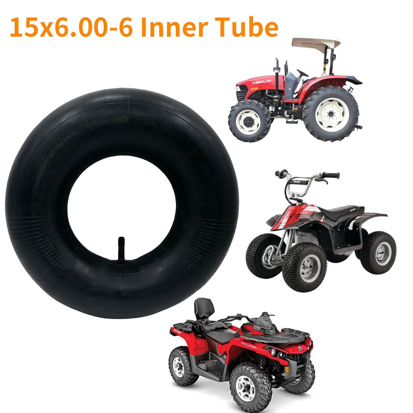 2PCS 15x6.00-6 Inner Tube with TR-13 Valve Stem Replacement for Lawn Mowers, Go Karts, Golf Carts and More