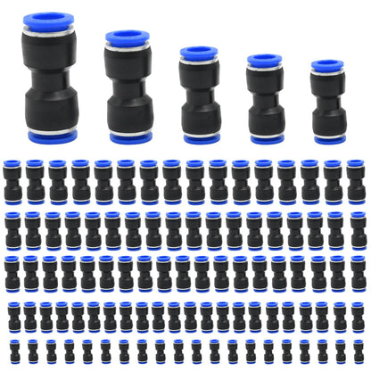 Hoypeyfiy 100pcs Quick Connect Air Hose Fittings for 4 6 8 10 12 mm Tube Quick Release Pneumatic Airline Connectors Plastic Straight Push to Connect Fitting (100Pcs)