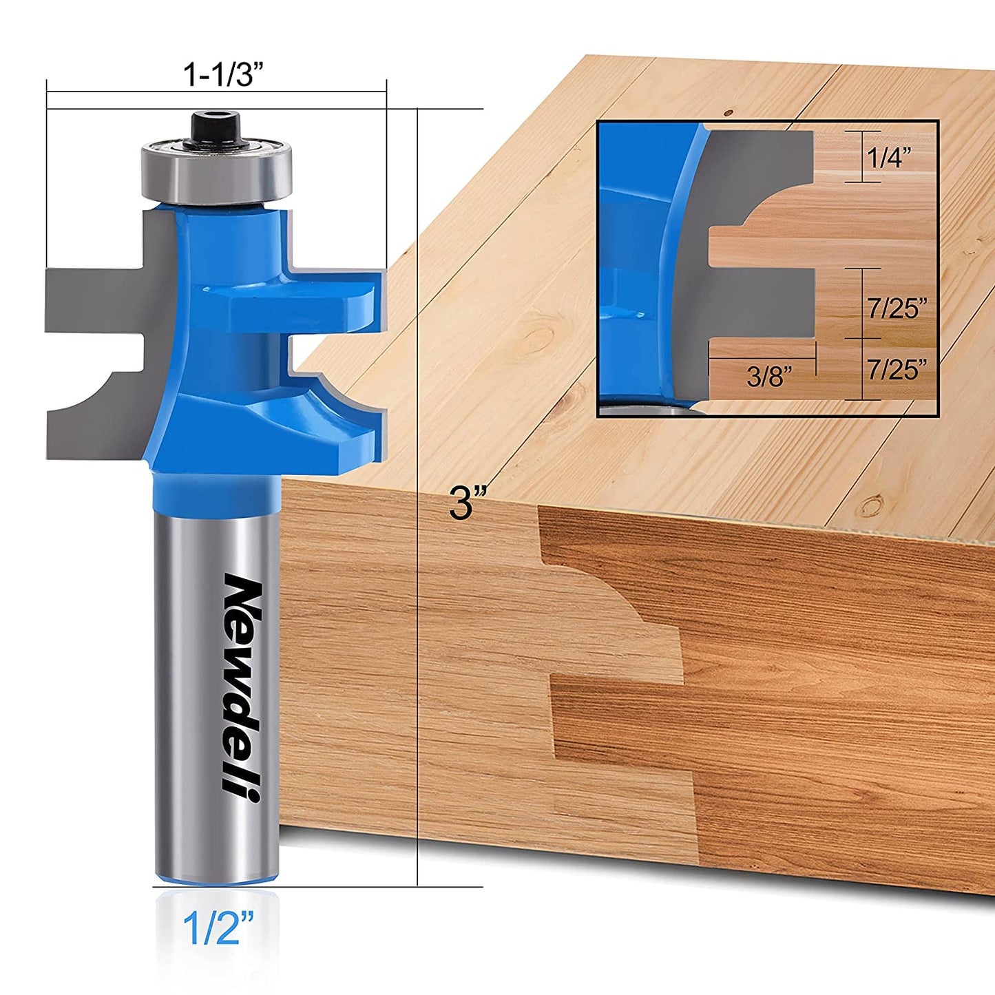 Ogee Rail and Stile Router Bit Set, Newdeli 1/2 Shank Tungsten Cabinet Edged Door Router Bit, Cabinet Router Bit Raised Panel Milling Cutter Tools, for Doors, Frames, Cabinets and More