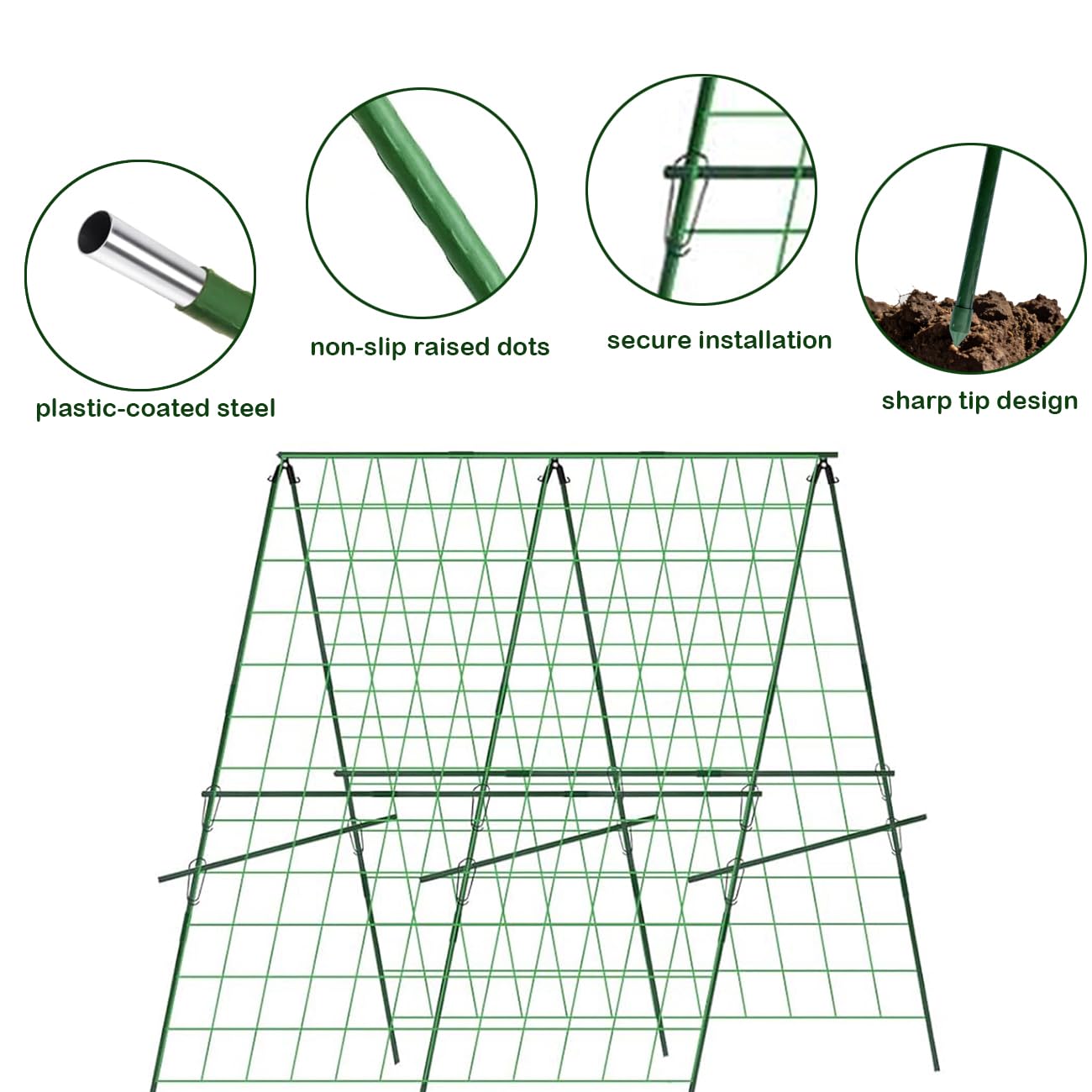 Cucumber Trellis, 120 * 120cm A-Frame Sturdy Metal Garden Trellis for Climbing Vegetables Tomato Bean Pea Rose Vine Plants, Weatherproof Plant Support for Outdoor Raised Bed Patio