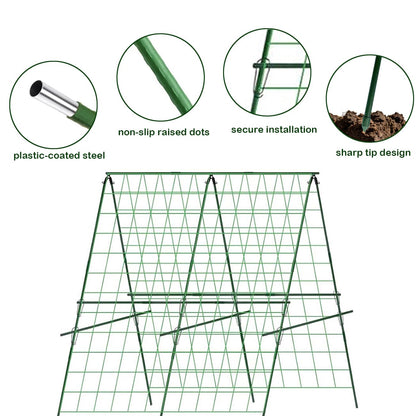 Cucumber Trellis, 120 * 120cm A-Frame Sturdy Metal Garden Trellis for Climbing Vegetables Tomato Bean Pea Rose Vine Plants, Weatherproof Plant Support for Outdoor Raised Bed Patio