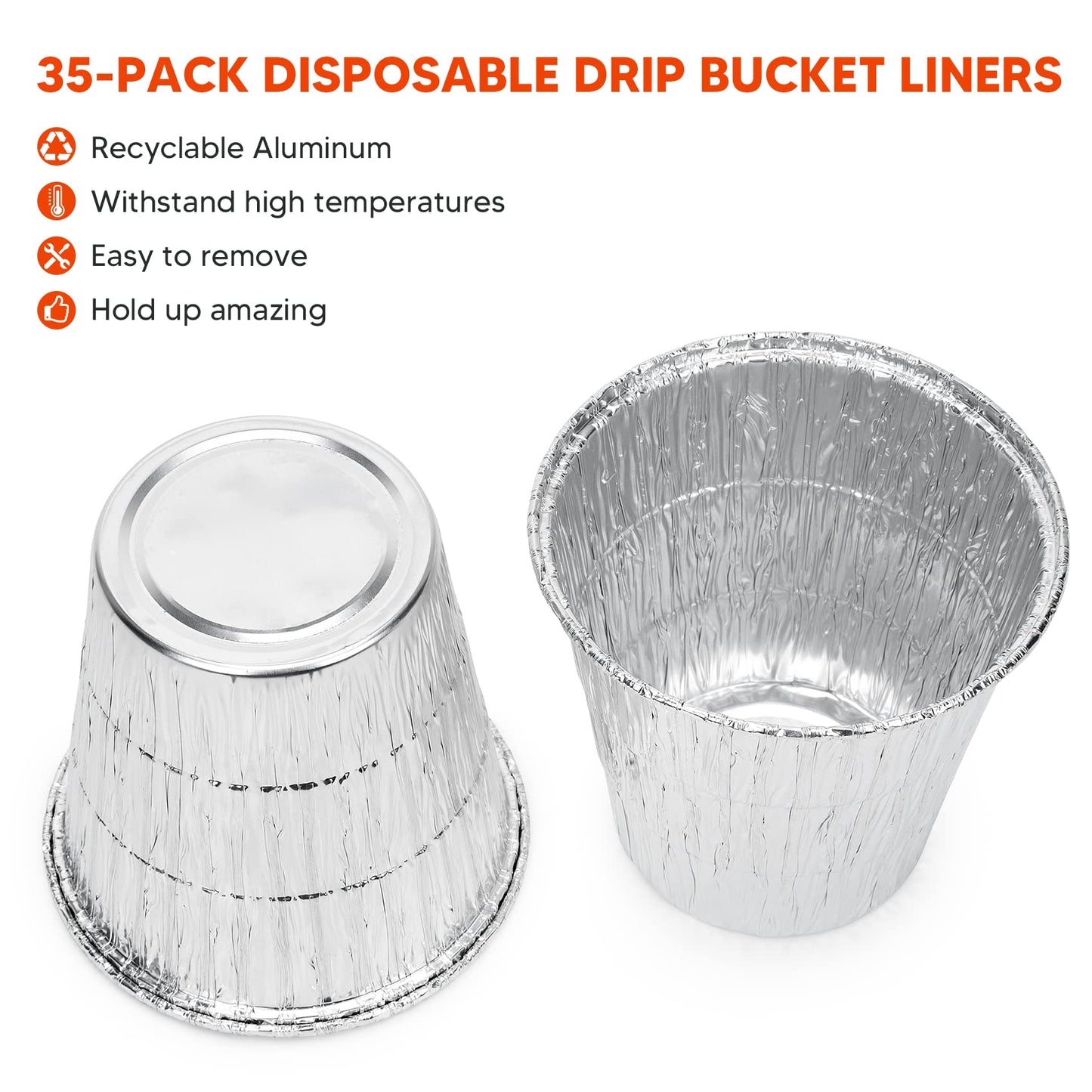 Stanbroil 35 Pack Grease Bucket Liners for Traeger 20/22/34 Series,Pit Boss, Camp Chef, Louisiana, 5" x 4.5"