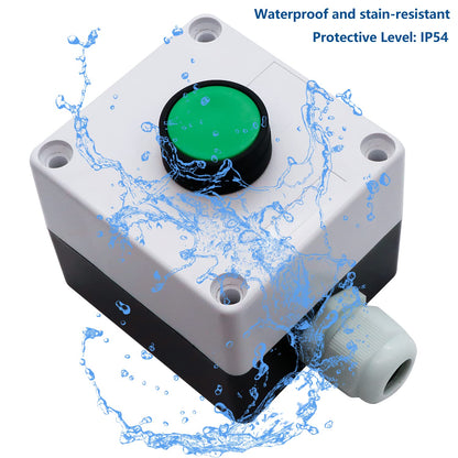 mxuteuk Momentary Push Button Switch Station Box Exit Button Switch ABS Weatherproof for Automatic Gate Openers One Button Exterior Opener LA36-11BN-G-BOX-W