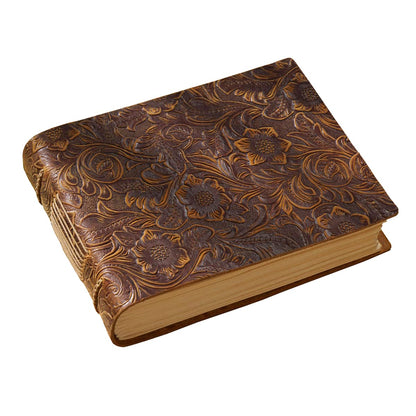 Acidea Vintage Embossed Sketchbook, Handcrafted Crazy Horse Leather Cover Journal Writing Notebook, Drawing Journal Daily for Men & Women Travelers, Artists, 400 Kraft Pages Brown 5.5 x 7.5 in