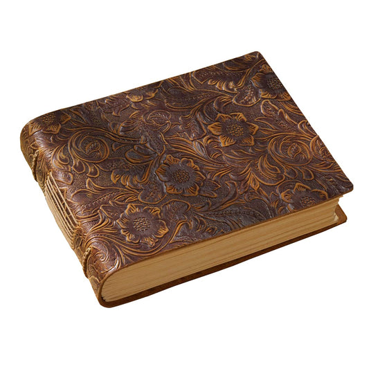 Acidea Vintage Embossed Sketchbook, Handcrafted Crazy Horse Leather Cover Journal Writing Notebook, Drawing Journal Daily for Men & Women Travelers, Artists, 400 Kraft Pages Brown 5.5 x 7.5 in