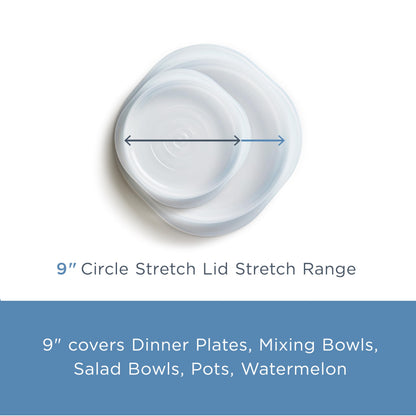 Stasher Premium Reusable Silicone Stretch Lids 3-Pack Box - Large, Clear, 9” Lids, Airtight Seal, Food Container Covers, BPA Free, Leak-Free, Dishwasher Safe, Microwave Safe, Eco-Friendly