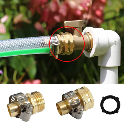 VASLON Solid Brass Garden Hose Repair Kit, 3/4" and 5/8" Hose End Repair Connector with Stainless Steel Clamps, Male and Female Hose Fittings, 4 Sets