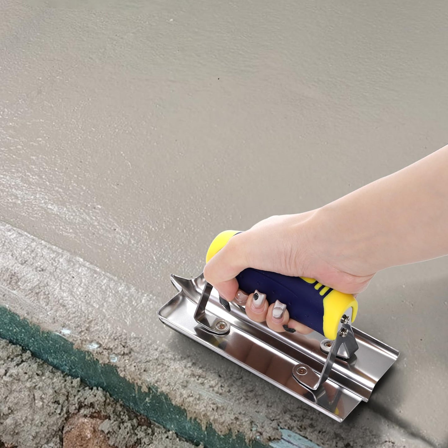 Peohud 2 Pieces Concrete Tool Set, 6" x 3" Stainless Steel Concrete Edger and Groover Trowel, Masonry Cement Finishing Kit for Smoothing, Cutting, Concrete Finishing Trowel Tools