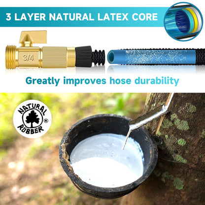 Expandable Garden Hose 50FT, Kink Free Flexible Water Hose with 10 Function Sprayer Nozzle 3-Layers Latex Yard Leak Proof, Lightweight Expending Hose with Convenient Storage