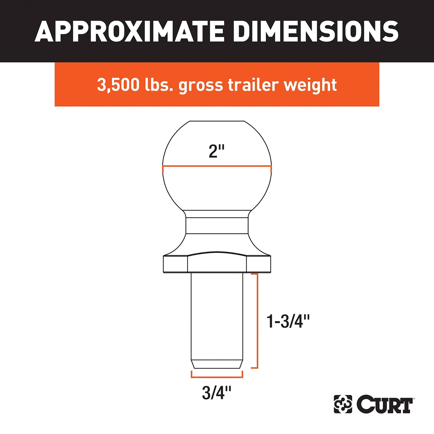 CURT Manufacturing 40003 2 In. Diameter Chrome Trailer Ball