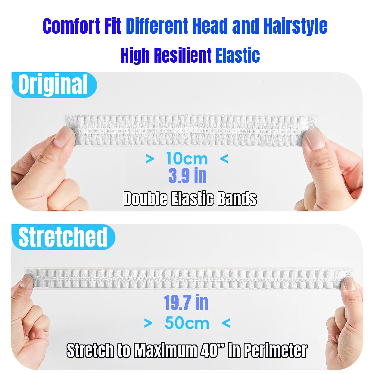 200 Pcs Disposable Hair Nets Food Service Hairnets Kitchen Hair Bun Bouffant Caps Filet Cheveux Non-Woven Elastic White Polypropylene Protective Shower Caps Massage Labs Salon 21"