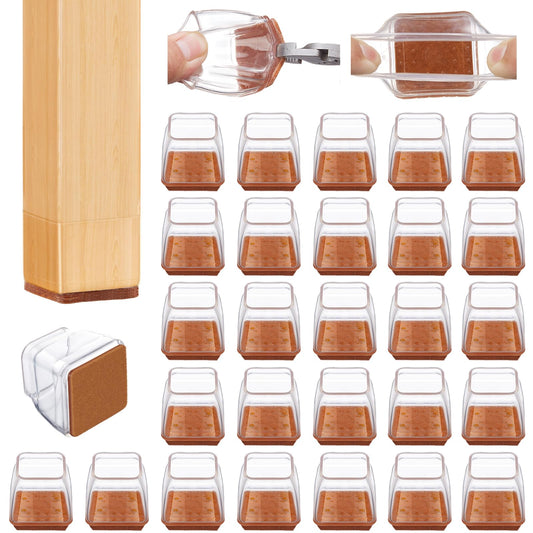 32PCS Square Chair Leg Floor Protectors, Felt Furniture Pads for Hardwood Floors, Chair Leg Protectors for Hardwood Floors, Anti Scratch Anti-Noise - Large Size