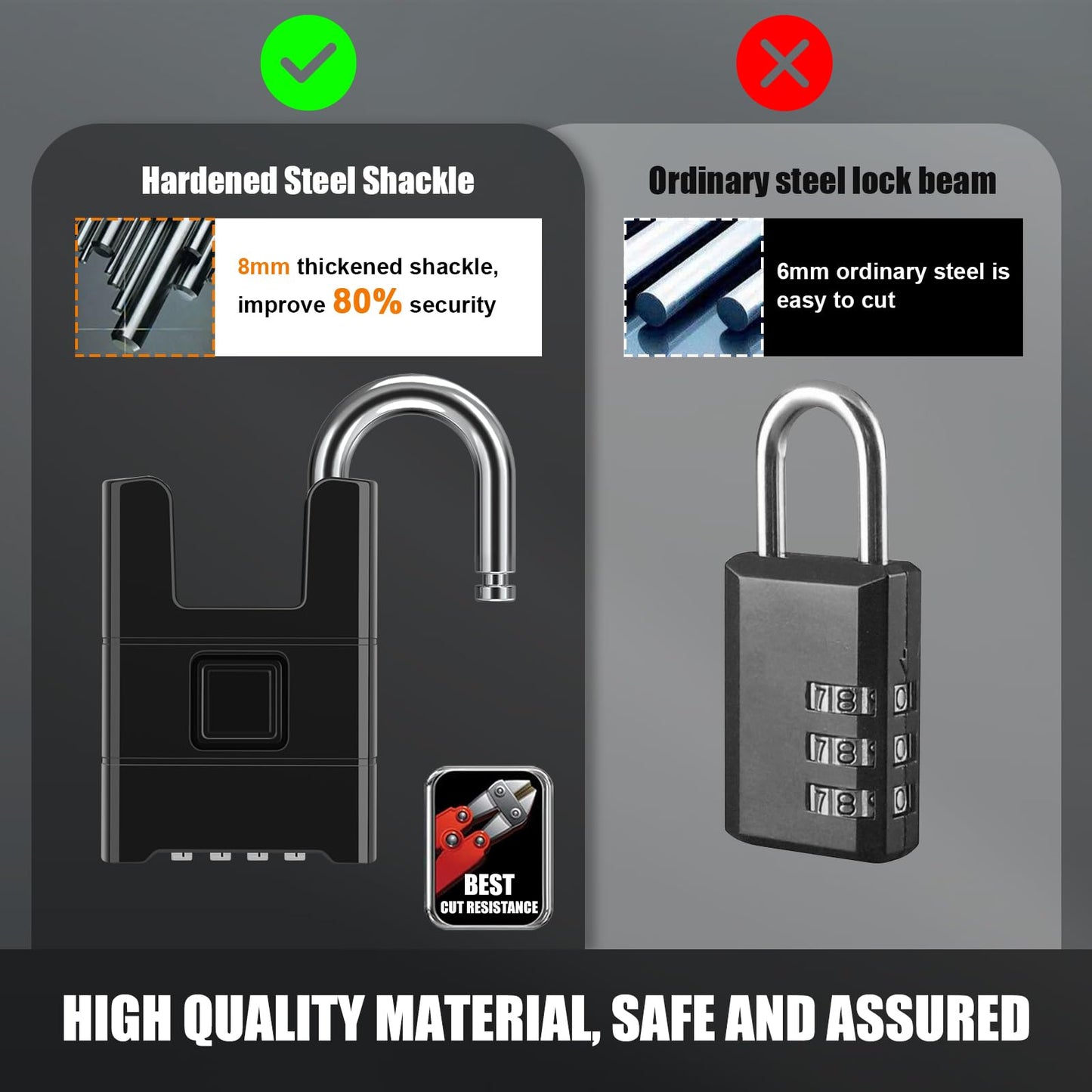Large Heavy Duty Combination Padlock, [8mm Wraped Beam Cut Resistance] Diyife 54mm Combination Lock, Weatherproof 4 Digit Combo Lock Outdoor Padlock for Gate, Garage, Shed, School, Gym (Black)