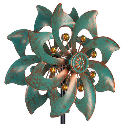 VEWOGARDEN Double Blade Wind Spinners Outdoor Small Garden Decorations, Rustproof Metal Wind Spinner for Patio, Lawn, Pathway, Yard Decor, 94cm * 25cm