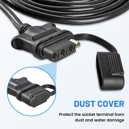 MECMO Vehicle-Side 4 Pin Trailer Wire Connector 10 Feet Heavy Duty 18AWG 4 Way Flat Female Trailer Wiring Harness Towing Replacement 4 Prong Trailer Light Plug Copper Jacket Cable Color-Coded 4-Wire