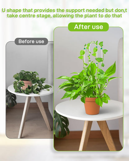 4Pack Snqqmtt U-Shaped Acrylic Trellis for Climbing Plants Indoor, 16inch Small Hoya Trellis, Potted Plant Climber Support for Pothos Plants Houseplant, Vine Ivy Flower Plant