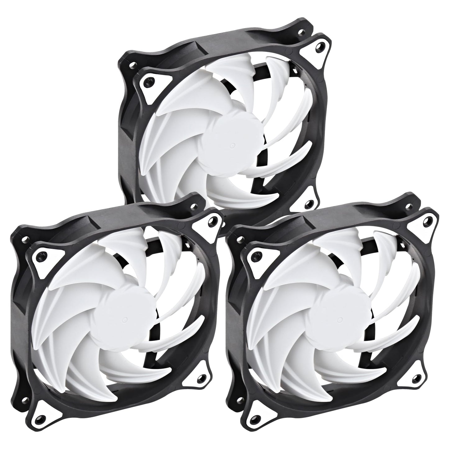 SAMA SF200 120mm Case Fans 3-Pack with PWM Hub – 4-Pin High-Airflow (90.29 CFM) PC Fans, Ultra-Quiet (35.7 dBA), Hydraulic Bearing, Anti-Vibration, for Computer Cooling – Black