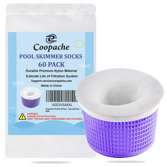 Coopache Pool Skimmer Socks - Filters Baskets Skimmers Cleans Debris and Leaves for In-Ground and Above Ground Pools (60 Pack)