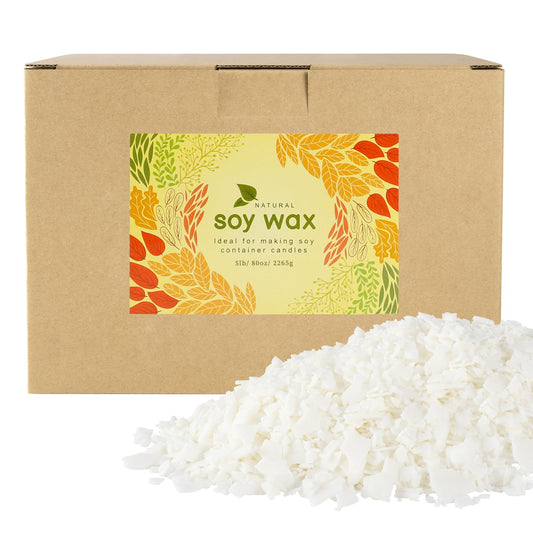 5LB Natural Soy Wax Flakes Kit - DIY Candle Making Supplies for Container & Pillar Candles, 80oz Pure Soy Wax for Crafting.