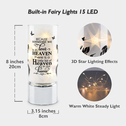 Rhytsing Memorial Gift - Battery Operated Flameless Candle with Timer Function, Glass Cylinder Lantern with Fairy Lights, Expressing Sympathy for the Loss of Someone We Loved - D3.15 x H8 inches