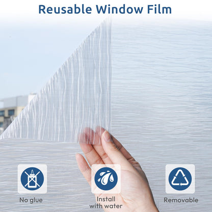 rabbitgoo Window Films for Privacy, Frosted Static Cling Glass Film Non-Adhesive UV Heat Blocking Covering Removable Vinyl Privacy Window Stickers for Bathroom Door Home Decor, 60 x 200cm
