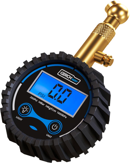 Digital Tire Pressure Gauge for Cars - Accurate Air Pressure Gauge for Tires with 360° Swivel Chuck - 200 PSI