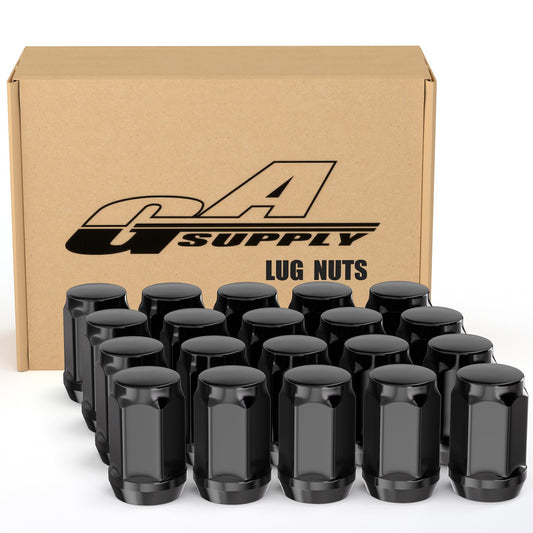GAsupply 12x1.5 Black Lug Nuts, M12x1.5 Closed End Bulge Acorn Wheel Lug Nut, 1.38” 35mm Tall, 3/4" 19mm Hex, Conical Seat 60 Degree, 20 Pack