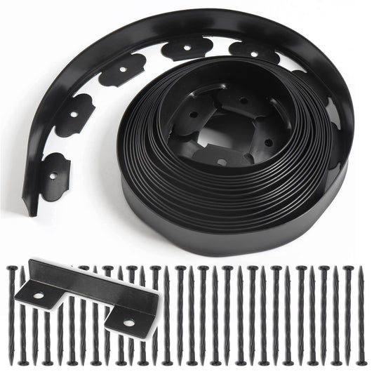 2 inch Tall Landscape Edging No Dig 33FT Garden Edging with 30 Spikes, Landscape Edging Border for Landscaping, Lawn, Flower Beds, Grass, Yard (2inch 33ft)