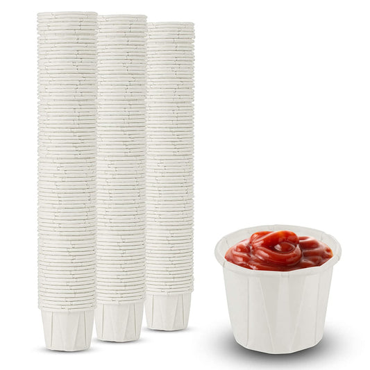 MT Products Individual Paper Portion Cups 1 oz. - Disposable Souffle Cups (Pack of 350) - Made in The USA