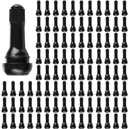Elsjoy 100 Pack TR413 Tire Valve Stems, Tubeless Rubber Snap-in Tire Valve Stem, Short Black Tire Valve Stem, Fits 0.453 Inch Rim Holes on Standard Vehicle Tires